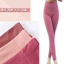 Womens fat plus size De velvet fever one-piece autumn pants Middle-aged and elderly high-waisted trousers elastic line pants warm panties