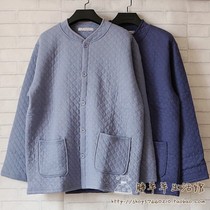 Middle-aged mens cardigan warm top single-piece old man three-layer warm padded mens button-up quilted jacket thickened cotton