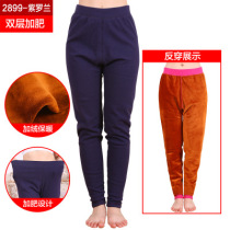 Plus fat plus middle-aged and elderly womens cotton pants leggings plus velvet thickening fat MM high-waisted warm pants thermal pants 200 kg