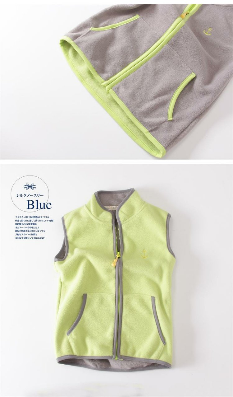 Trẻ em mỏng phần lông cừu dây kéo vest bé trai và cô gái mùa xuân và mùa thu mặc vest giản dị nhẹ đứng cổ áo ấm áo khoác bé gái
