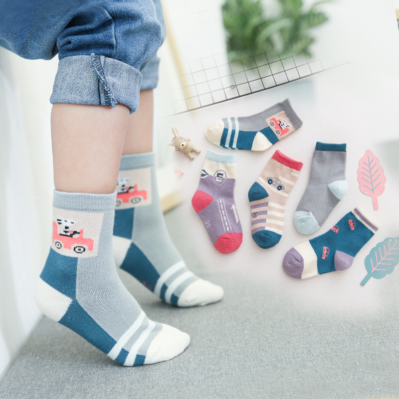5 đôi vớ trẻ em cotton mùa xuân và mùa thu và mùa đông Tất nam và nữ vớ 1-3-5-7-9-12-15 tuổi tất thú cho bé