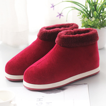 Handmade Cotton Shoes Men And Women Lovers Warm Shoes Light Non-slip Winter Plus Suede Home Bag Heel Cotton Slippers