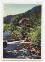 germany blank old postcard schwarzwaldhof im gutachtal mountain river hut