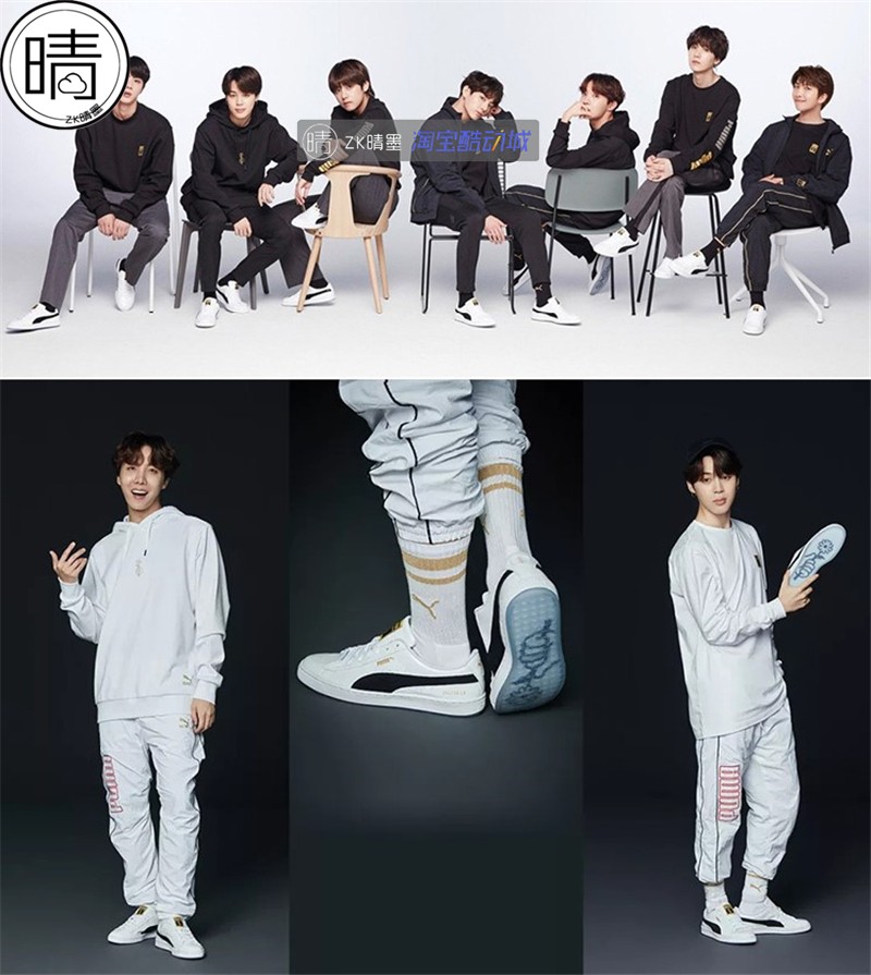 PUMA BTS Bulletproof Youth League Giày bằng da thế hệ thứ ba dành cho nam và nữ Giày đen và trắng 368278-01 - Dép / giày thường giày thể thao gucci