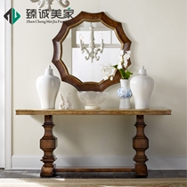 American solid wood rectangular side table porch table simple entrance hall porch table Wall table side table partition table