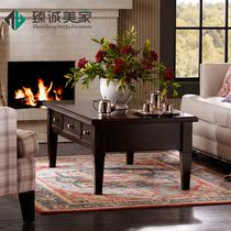 American country all solid wood coffee table European antique oak tea table small apartment retro coffee table living room furniture