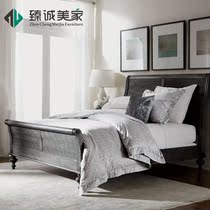 American furniture custom bedroom full solid wood double bed adult French sleigh bed 1 5 m double bed 1 8 bed