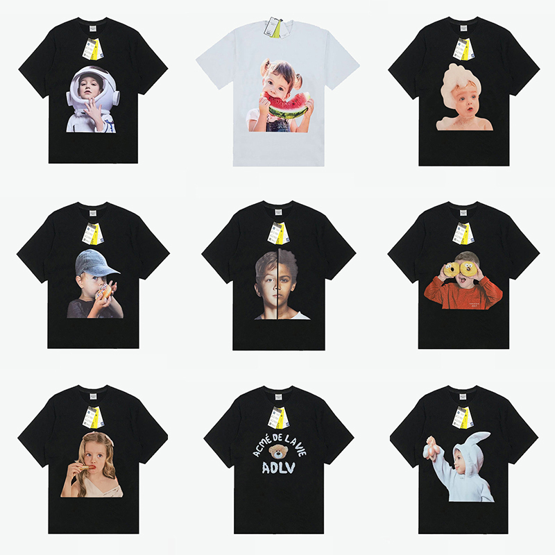 Official Website Adlv Short-Sleeved Donut Lisa Korean Doll T-Shirt for Women New Watermelon Double-Sided Bear for Boys and Girls