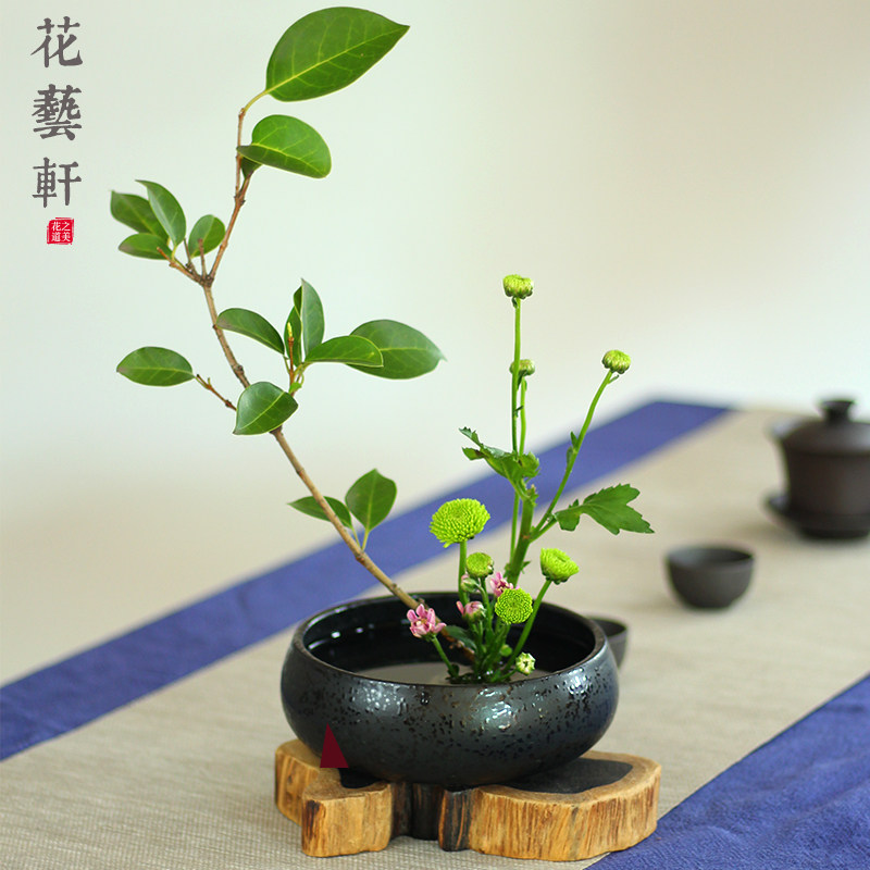 Zen Retro-Anti-Antique Ceramic Bowl Japanese Cambridge Gallery Creative Flower Plate Living Room