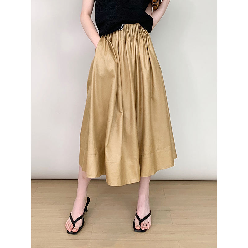 RAREST independent design German special machine craft three-dimensional pleated glossy high-rise hem skirt