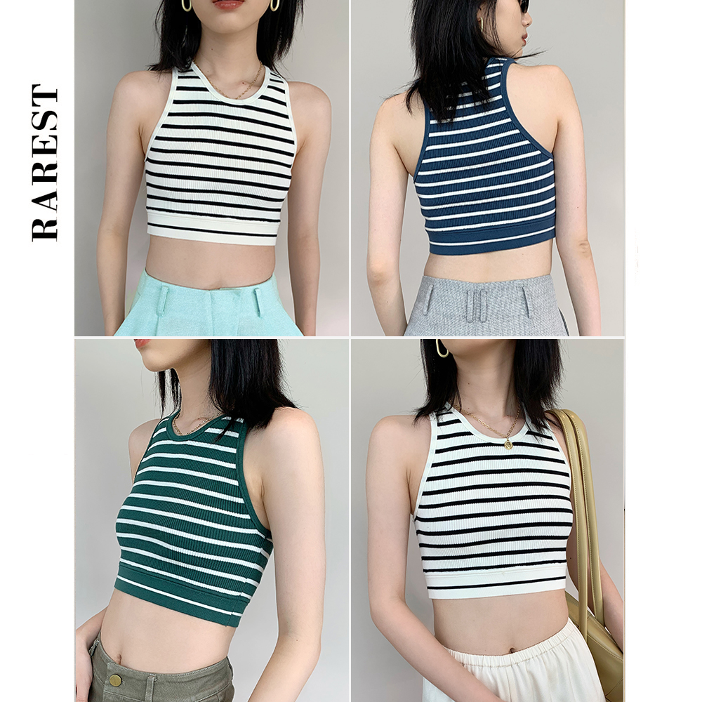 RAREST Elastic Skin-knit Full Cotton 100 Hitch Practical Striped Tank Vest Boon Master Manning