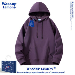Wassup Lemon Heavyweight Hooded Sweatshirt for Men and Women, Autumn and Winter Pure Cotton Trendy Brand American Style Loose Fleece-Lined Thick Jacket