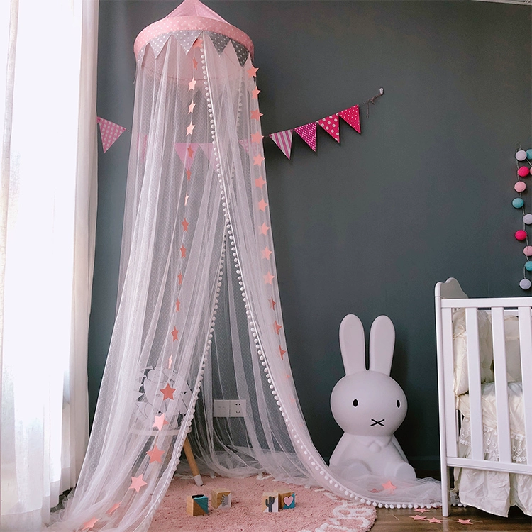 giường ins trẻ em công chúa lớp vỏ lưới gió Bắc Âu lưới màu hồng trẻ em trai và trẻ em gái ở rèm góc mầm non vòm đọc - Bed Skirts & Valances