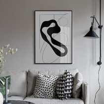 Abstract Black & White Decoration Painting Modern Minimalist Living-room Sofa Background Wall Geometric Creative Hanging Painting Genguan Cupboard Pendulum