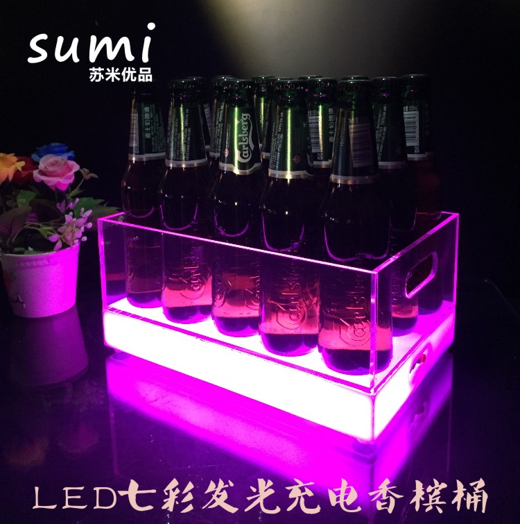 LED charging bar luminous ice bucket KTV champagne bucket Creative beer box Acrylic chicken tail ice bucket