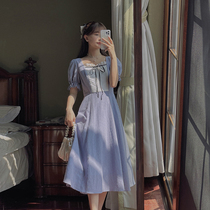 Plum cooked French court style chiffon dress female 2021 early autumn high waist thin sweet first love skirt