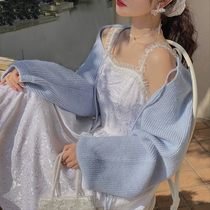 Plum cooked retro literary lace suspenders long skirt jacquard design sense dress women waist thin A- line dress
