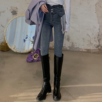 Plum cooked casual versatile high-waisted pants women slim slim stretch pants outside tight pencil pants