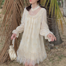 Plum cooked literary retro lace embroidery wooden ear doll dress female 2021 New Age fairy mesh dress