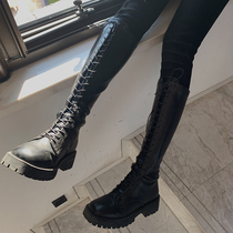 Plum ripe wild tie-up long boots women do not knee Knight boots thick legs small man autumn and winter 2020 New