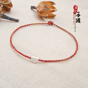 Wang Taohua tìm kiếm tình yêu hôn nhân] 925 sterling bạc tình yêu hạt nữ dây đỏ vòng tay vòng tay quà tặng dệt tay
