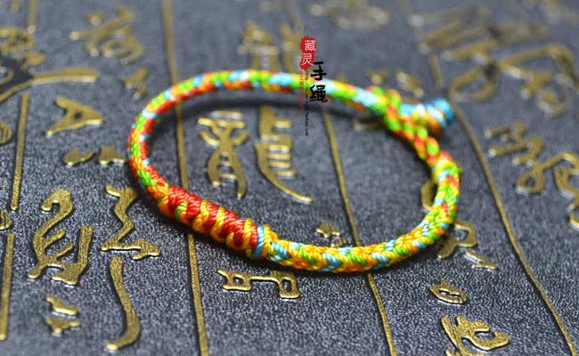 [Hòa bình] bốn mặt và tám vòng tay dây thừng màu đỏ dệt tay đầy màu sắc vòng chân