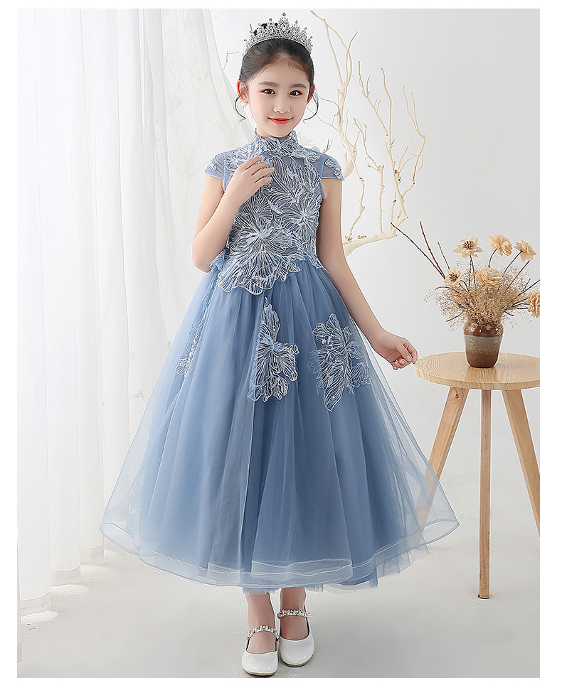 Trẻ em đứng cổ áo chủ nữ ăn mặc cô gái lớn buổi tối trang phục violin trang phục cô gái sinh nhật công chúa váy váy trẻ em đẹp