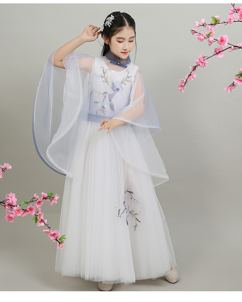 Phong cách Trung Quốc cổ đại cải tiến sườn xám retro cô gái công chúa váy chủ nhà váy cô gái nhỏ guzheng trang phục - Váy trẻ em thời trang thiếu nhi