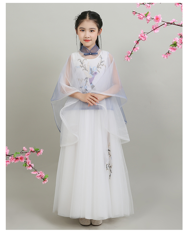 Phong cách Trung Quốc cổ đại cải tiến sườn xám retro cô gái công chúa váy chủ nhà váy cô gái nhỏ guzheng trang phục - Váy trẻ em thời trang thiếu nhi