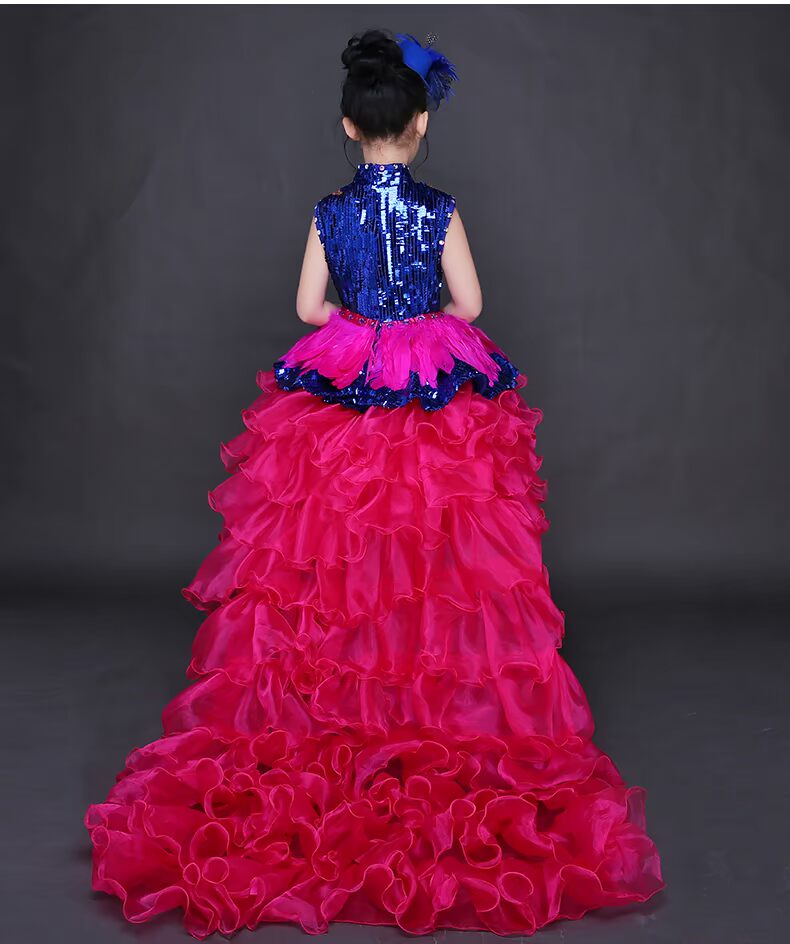 Trẻ em chủ nhà buổi tối ăn mặc mô hình catwalk trang phục cô gái hiệu suất quần áo cô gái công chúa váy lót đuôi dài quần áo phù rể cho bé trai