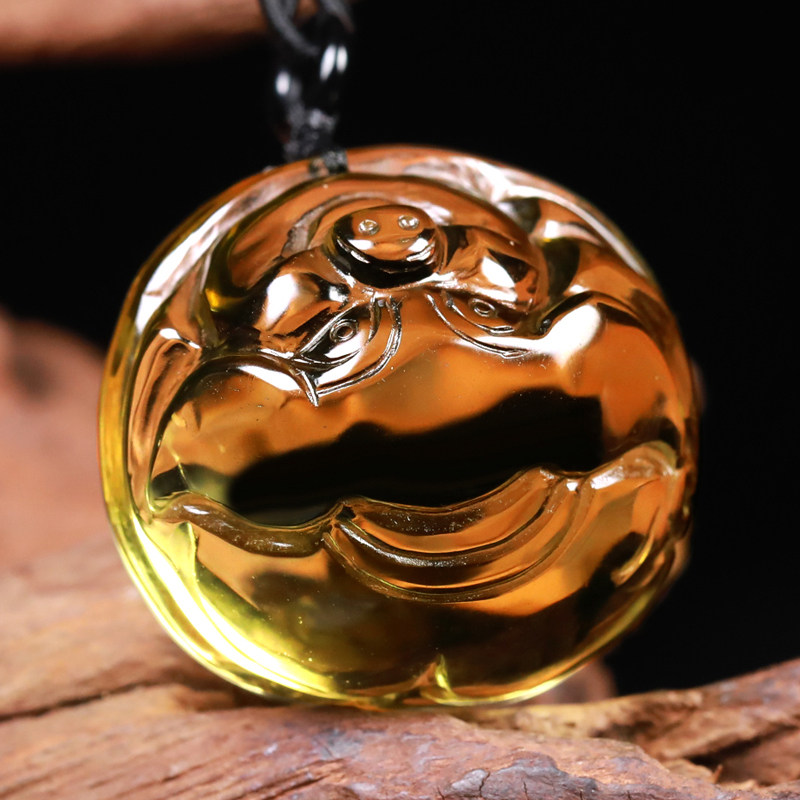 Natural yellow crystal pig pendant male and female necklaces Necklace Duozodiac Pig Zodiac Pig Pendant Pig Pendant