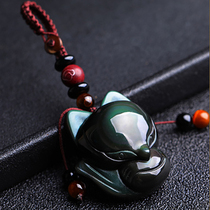 Gift obsidian Little Fox pendant star yuan ghost Phantom Fox crystal necklace men and women Manwei night Black Fox