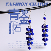 Natural Crystal vintage primary color lapis lazuli earrings Garnet grape earrings fashion women 925 silver ear hook