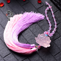 Natural Pink Crystal Lotus car hanging hibiscus Stone Love stone powder Crystal Buddha margin Lotus car interior pendant
