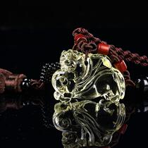 Yellow Crystal car pendants ornaments wings rich green interior rearview mirror pendant safe