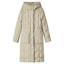 Goodland womens winter mink fur edge warm hooded long down jacket