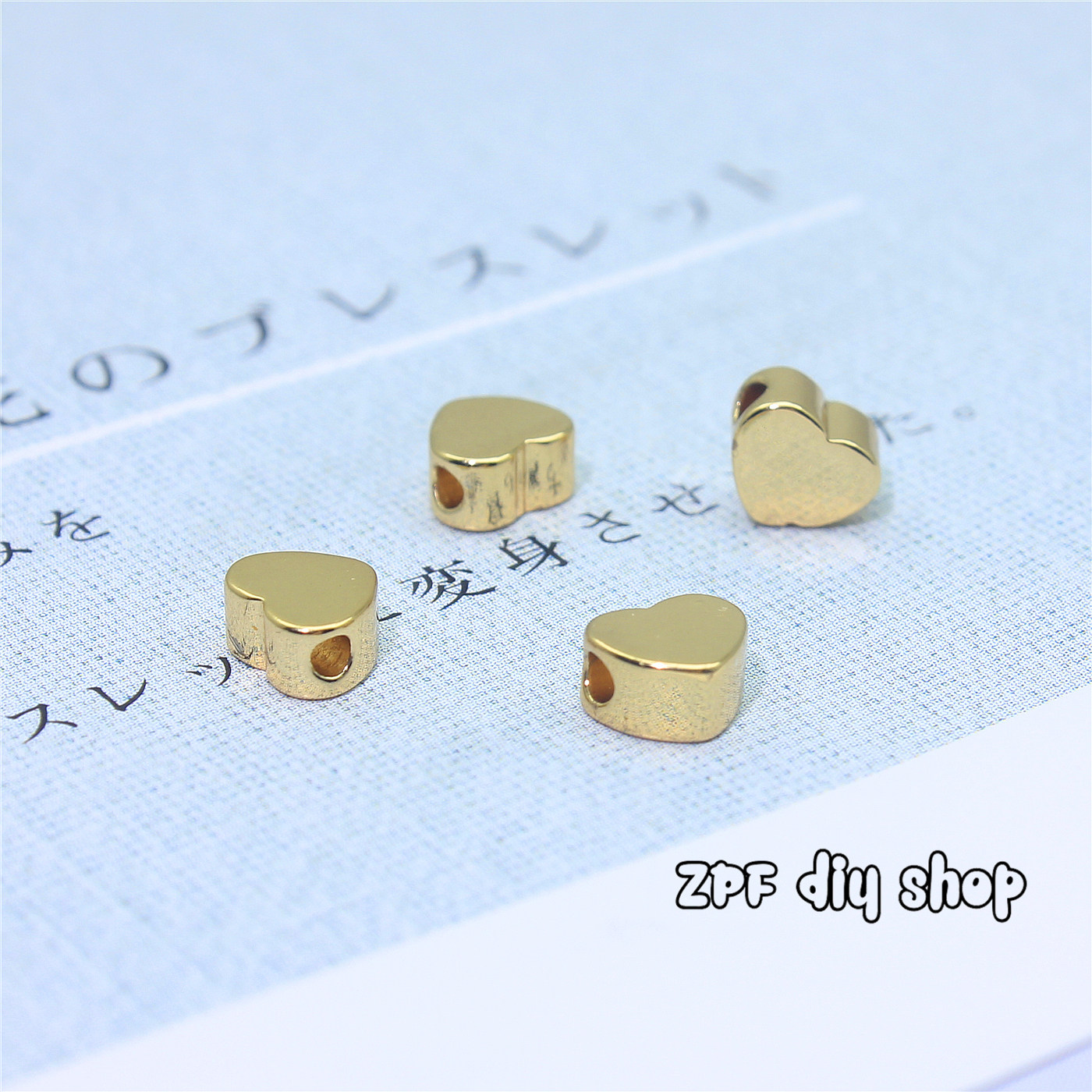 Jewelry diy transformation decoration accessories small spacer bag 18K gold 5MM or so mini heart pendant through beads