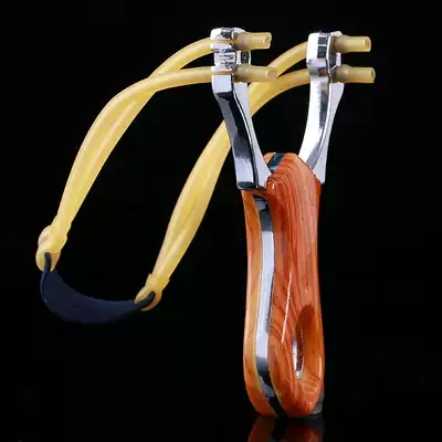 Outdoor metal slingshot wood grain traditional card ball slingshot toy positioning gold steel Wolf slingshot frame