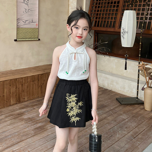 Gardenia ເລື່ອງການຂະຫຍາຍຕົວຂອງເດັກນ້ອຍເຄື່ອງນຸ່ງຫົ່ມຂອງເດັກຍິງຈີນ embroidered skirt ເດັກນ້ອຍຂອງເດັກຍິງ pleated skirt versatile A-line skirt