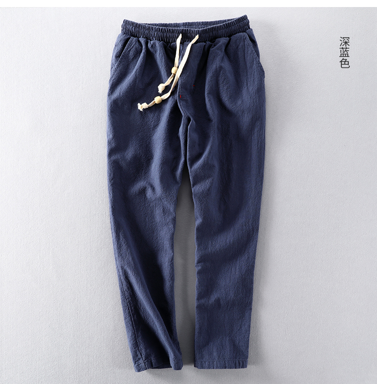 亚麻棉混纺 男宽松透气休闲裤 2条 图10