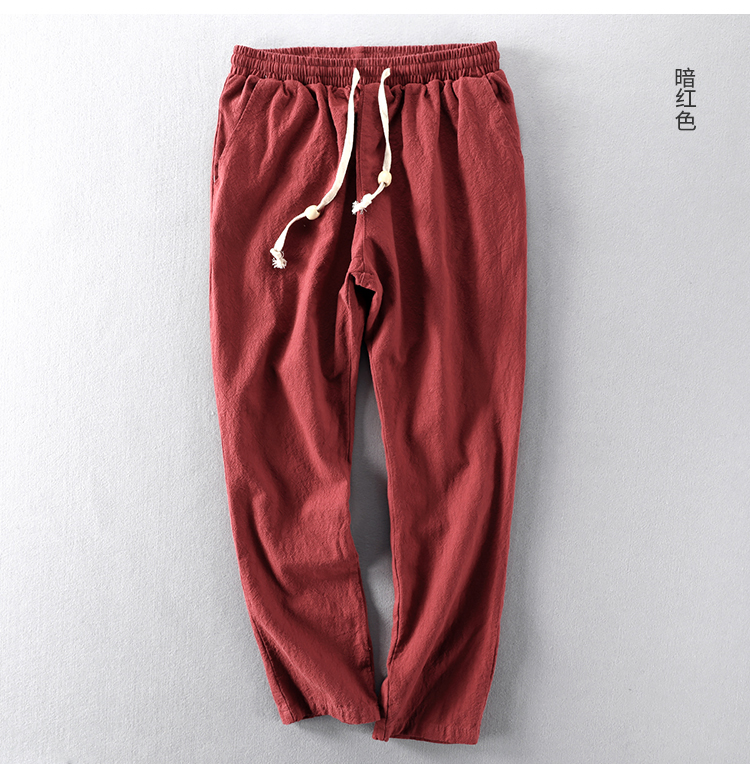 亚麻棉混纺 男宽松透气休闲裤 2条 图9