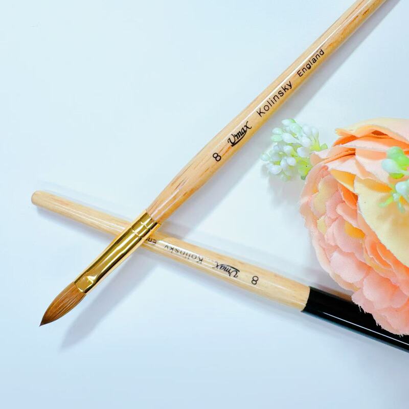Umax In-Stock Nail Art Tools with Good Adhesion, Crystal Mink Hair Brush, Semi-Round Size 8 and 10, Crystal Pen, Crystal Nails