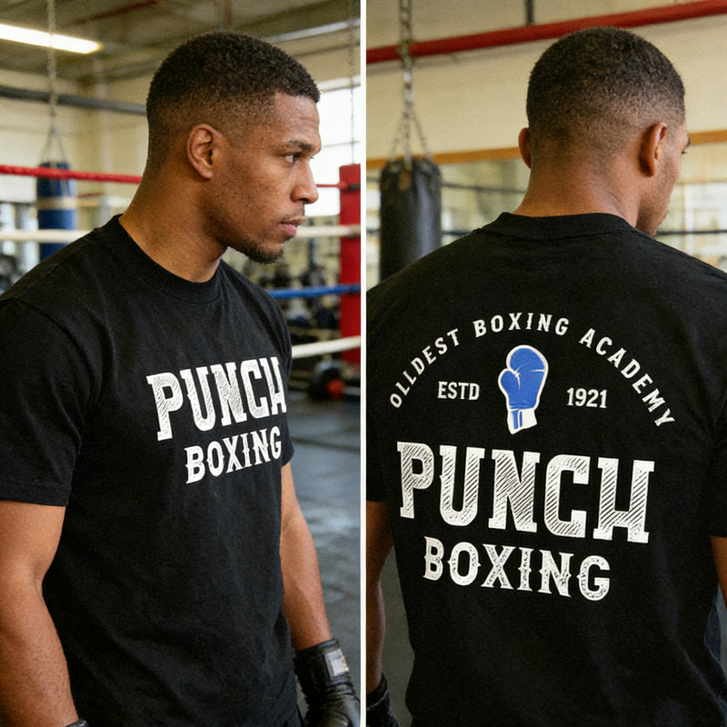 Boxing Short-Sleeve T-Shirt, Boxing Clothing, Boxing Training Clothing, English Printed Sports Short-Sleeve