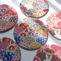 Jutu round 10cm handmade fabric cotton quilted coaster tea mat cute little thing