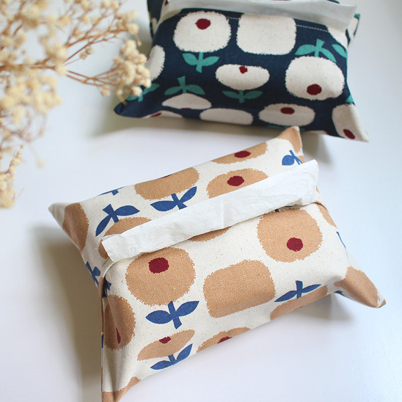 Apple floral handmade Nordic Wind Double cotton linen paper towel Tissue Kit Extractable Toilet Paper Bag