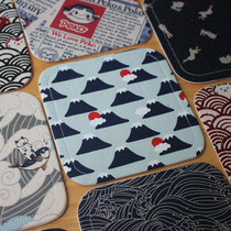 Japanese 12cm square rounded cotton and linen quilted coasters tea mats home fabric cute little things