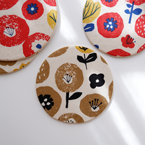 Kapok handmade fabric round quilted placemat coaster oval tea mat for one person