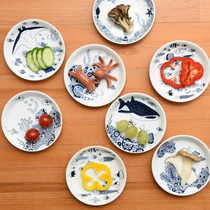 Japanese-made Pozzo-burning natural69 cocomarine medium dish plate marine life variety