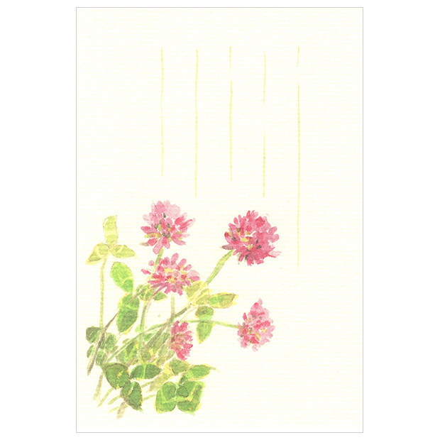 (Summer and Autumn Winter Spring) Japanese Watercolor Painting Season and Paper Postcard Spring Red axle grass 1