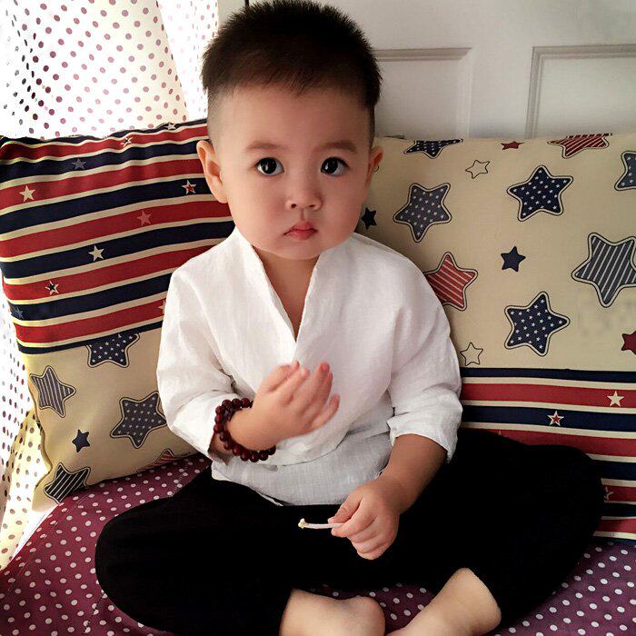 Baby Little monk Costume Han Suit Children Ancient Dress Standout Cotton Linen Suit Baby Girl and Men's Spring and Autumn Thin Clothes